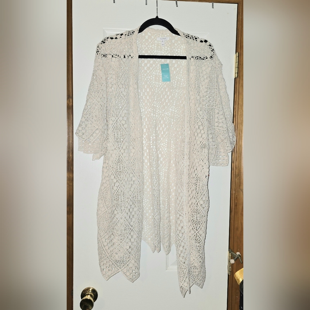 Women’s Maurices Size 2X Crochet Kimono Cardigan Boho Chic Fairycore Teachercore